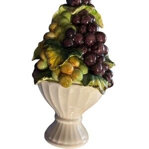 Vintage MCM ARDCO Ceramic Fruit Grapes Topiary Centerpiece 8” Made in Japan